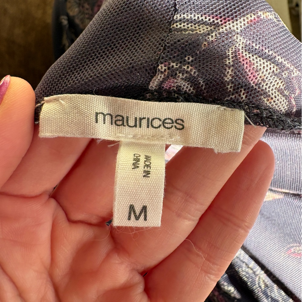 Maurices Floral Mesh Mock Neck Blouse - Picture 8 of 8